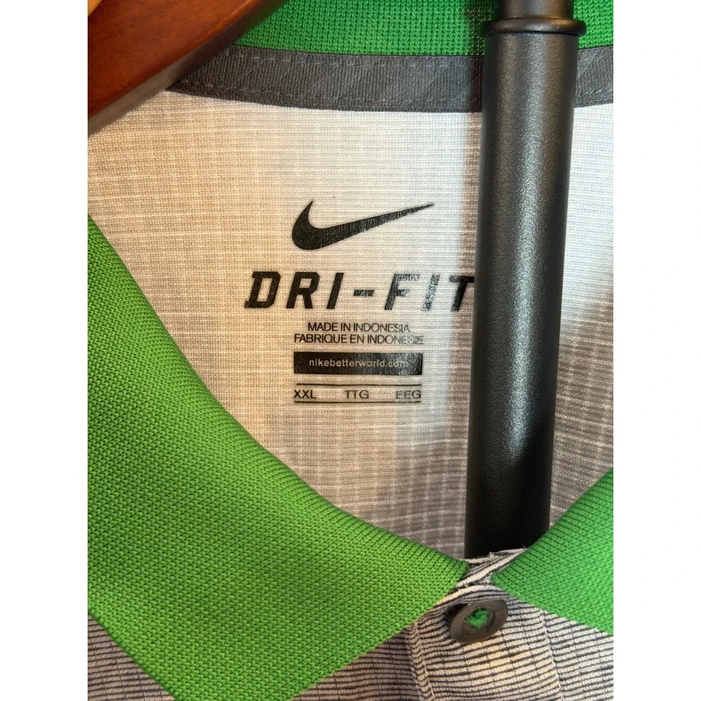 Nike Dri-FIT Oregon Ducks Polo Shirt Mens XXL Grey Green Short Sleeve NCAA